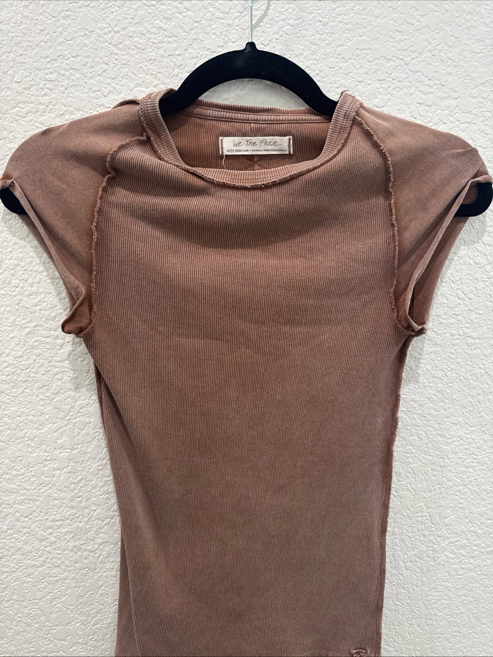 We the Free People Shirt Womens XS Brown Ever Had Tee Ribbed Knit